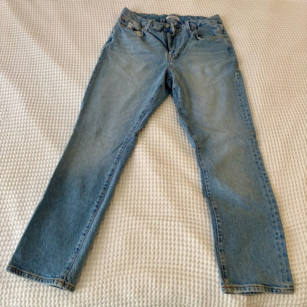 Good American Light Blue High-rise Straight Jeans style GL386T